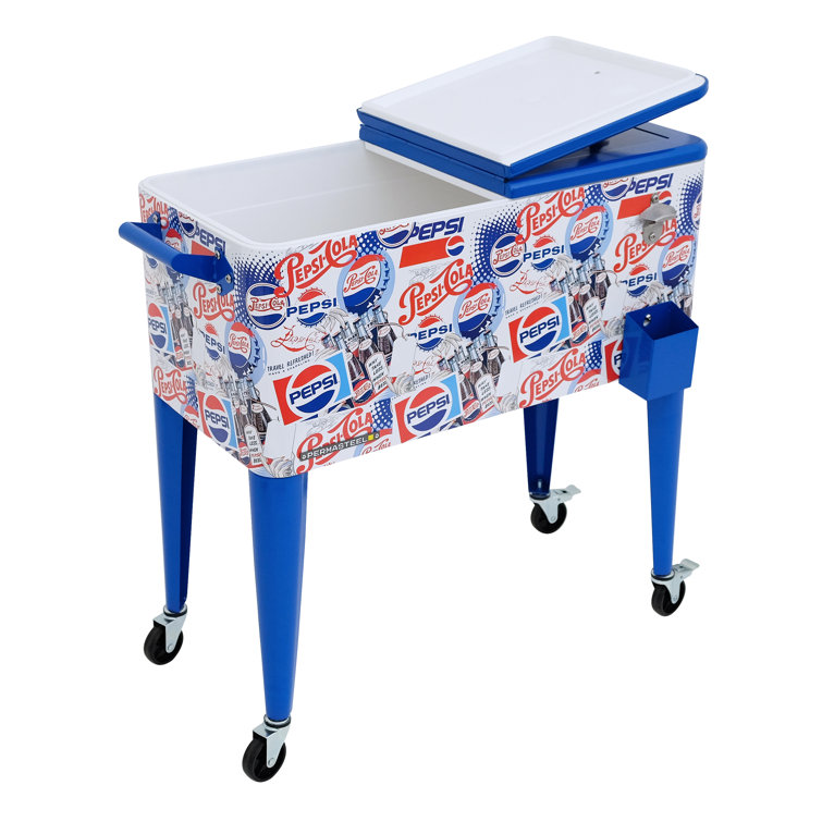 Pepsi 80 Quart Classic Outdoor Patio Cooler on Wheels Heritage Limited Edition